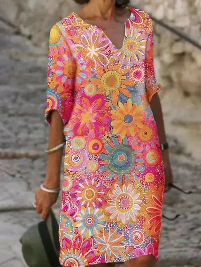 Nira™ | Vibrant Floral Midi Dress