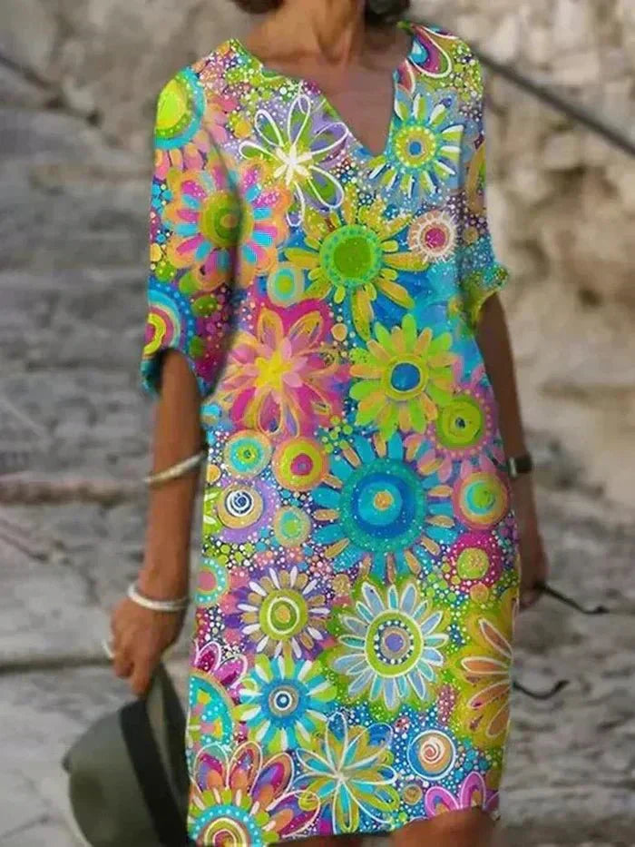 Nira™ | Vibrant Floral Midi Dress